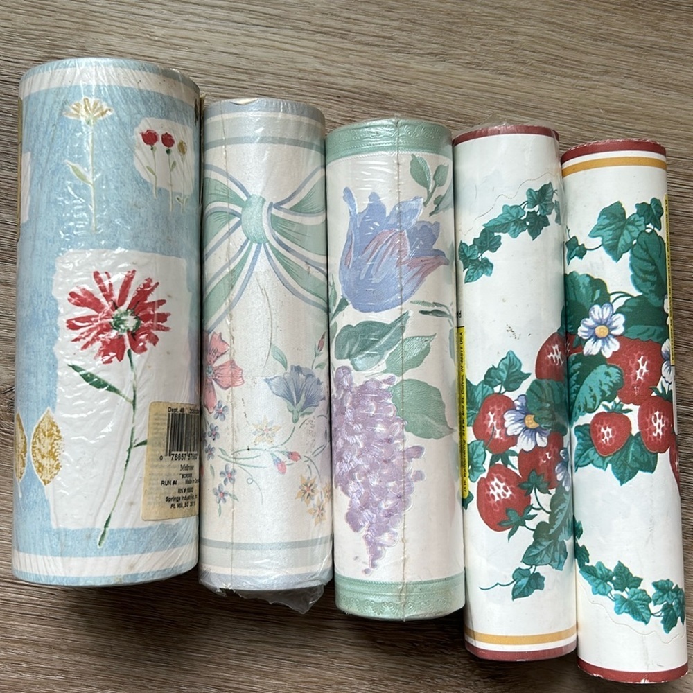 Vintage Wallpaper Border Wallborder Shabby Chic Cottagecore Bundle 5 Rolls NOS - Picture 1 of 16